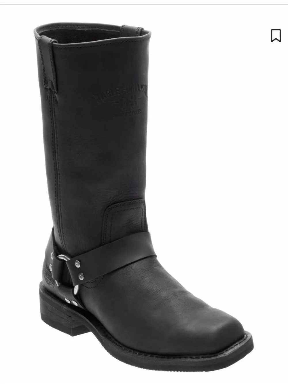 Harley-Davidson Black Leather Hustin Ride 11in Harness Mid-Calf Moto Boots